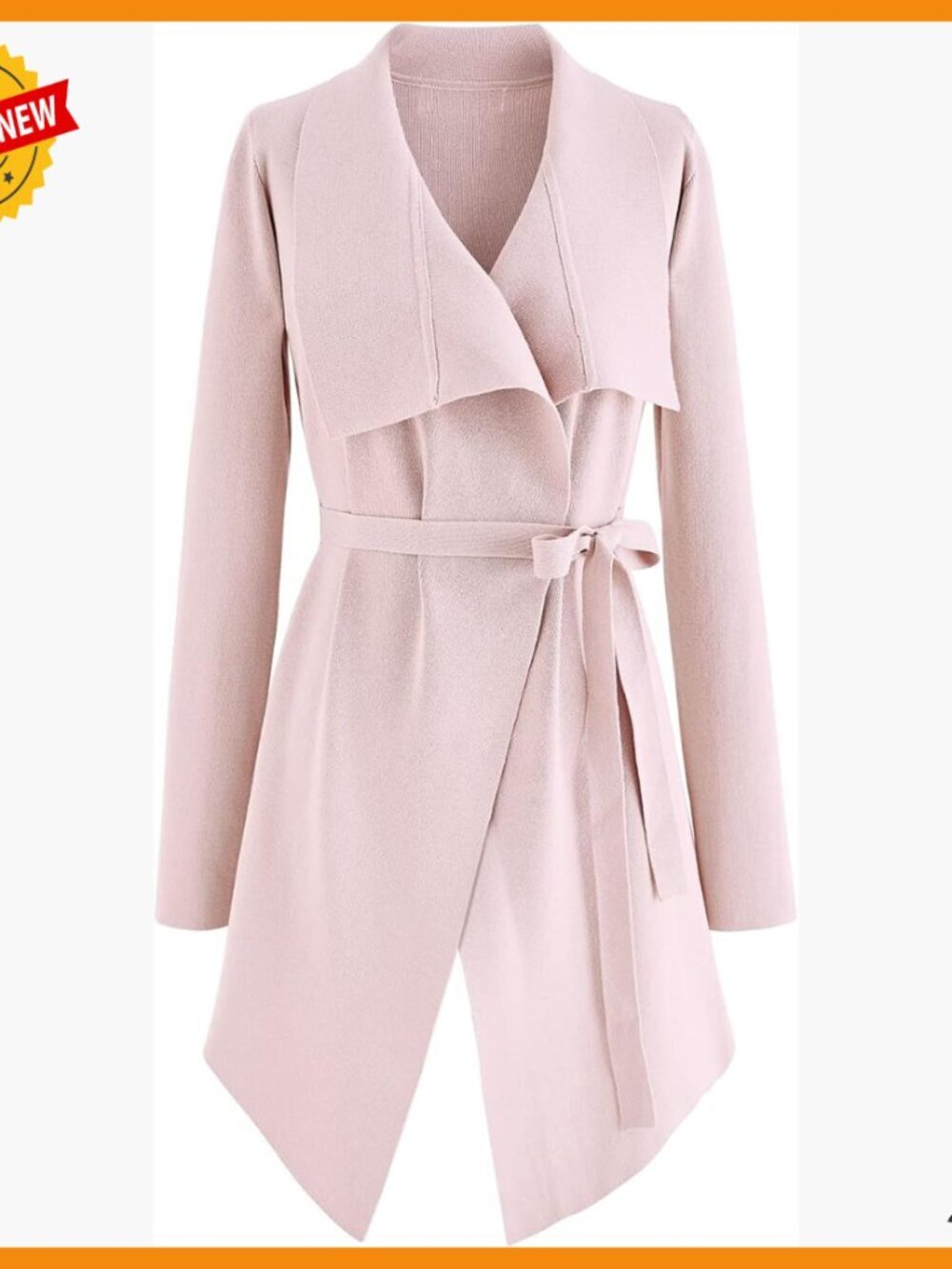 Wide Lapel Tie Waist Knit Cardigan Coatigan Light Jacket